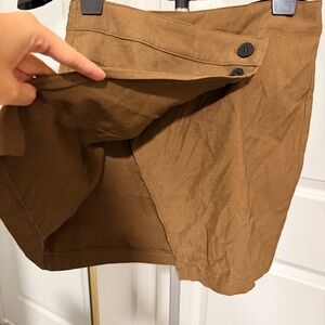 Brown Button-Detail Women's Wrap Skirt